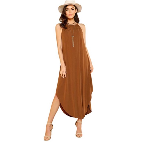 Jacinta Pretty In Rust Midi Asymmetrical Hem Dress - Picture 1 of 5